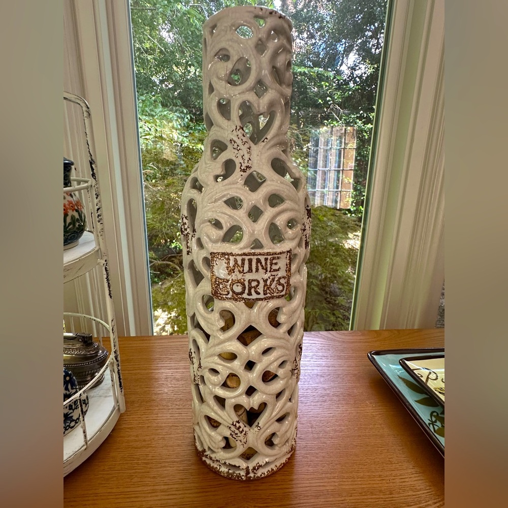 RUSTIC WINE CORKS VASE WITH CRAQUELURE VGUC